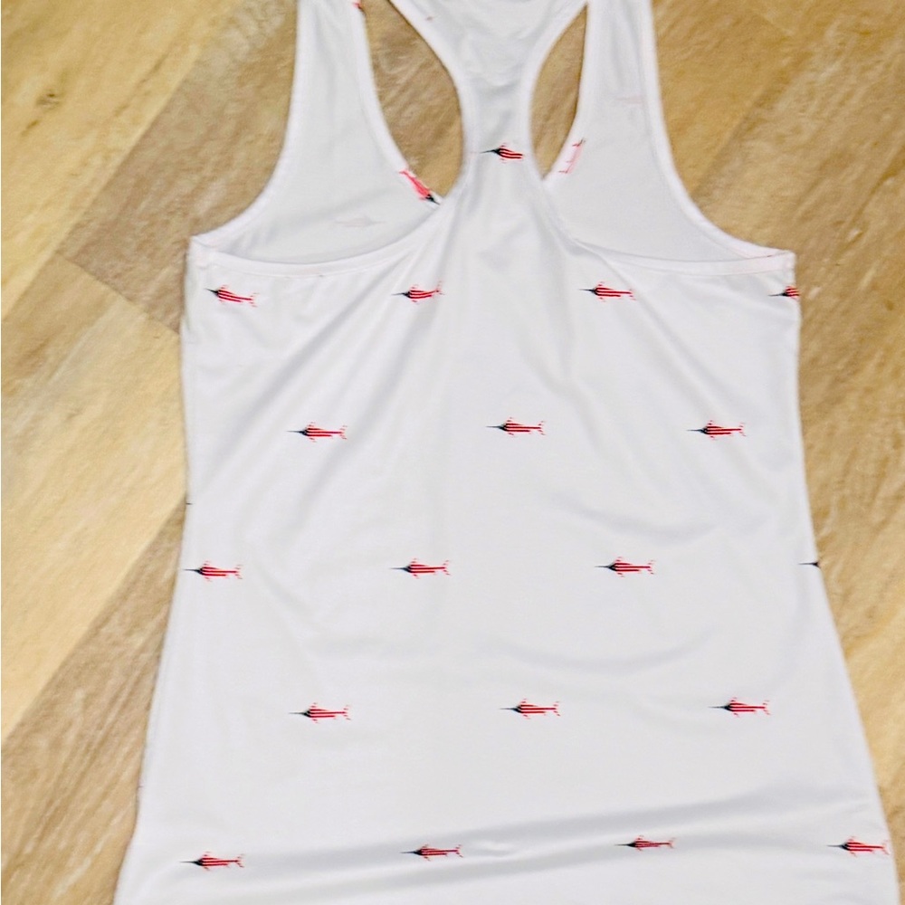 AFTCO Fishing - White Tank Top with Red white and blue Marlin Fish Pattern - XS